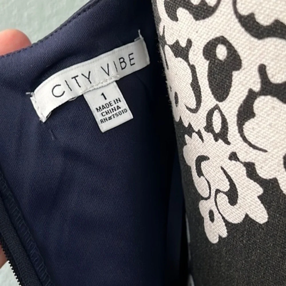 💙NWT,City Vibe from Dillard’s, Navy Blue Fit & Flare w/POCKETS, Cool Straps!